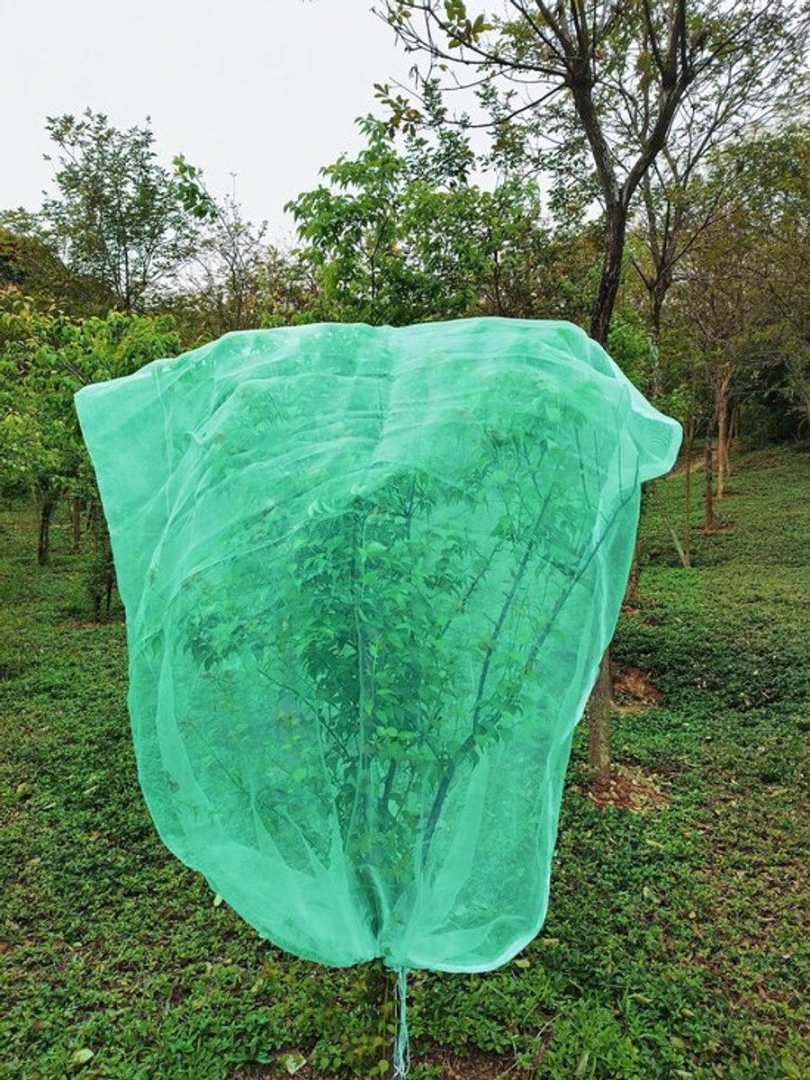 Beschermingsnet 180 cm x 180 cm - Insecten/netten - Vogels/ongedierte - Plantenbeschermingsnet - Hoogwaardig polyethyleen - Verstelbaar trekkoord - Plantennet