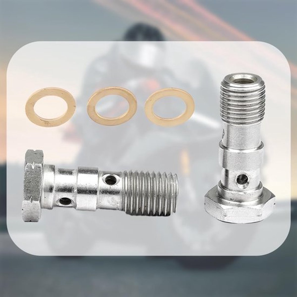 Metrische schroefdraad remkoppeling - Turbo-schroefdraad rem aansluiting - Zilver - Dubbele banjo bout - Geschikt voor motorfietsen - Uni...