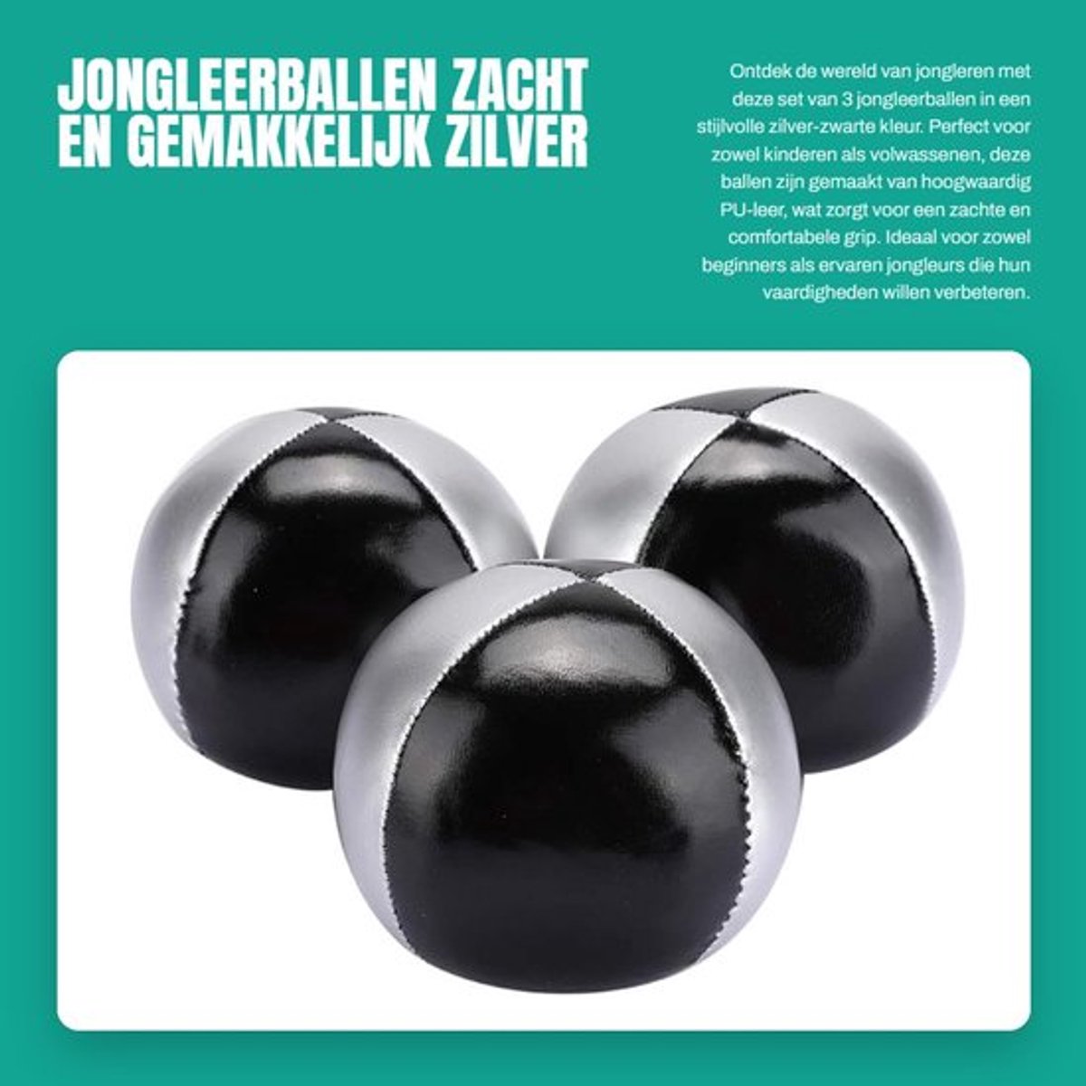 Jongleerballen Set van 3 - Zacht PU-leer - Voor kinderen/volwassenen - Diameter 6,3 cm - Lichtgewicht 120 g - Comfortabele grip - Jongerballen