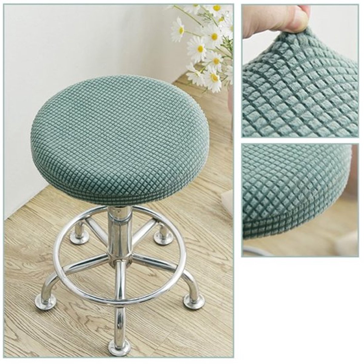 Poefbekleding 2 Stuks - Ronde Kruikhoes - Wasbaar - Polyester - Geschikt voor 30-40 cm Diameter - 15 Kleuren Beschikbaar - Krukhoes