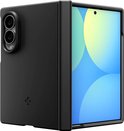 Zwart telefoonhoesje, zijkant met dubbele camera en open scherm.