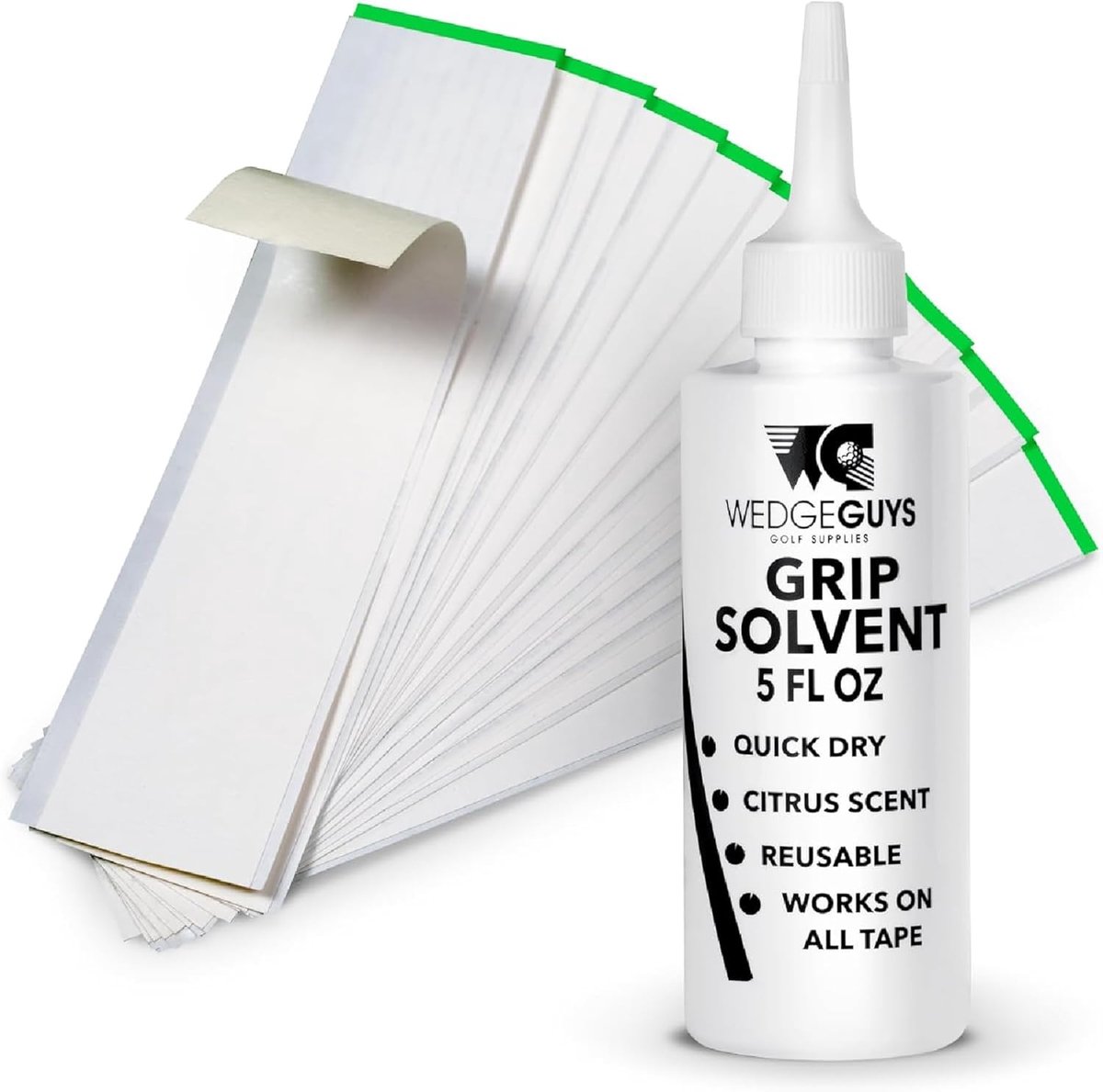 SnelShoppen - Professionele Wedge Guys Golf Grip Kits - Hergrippen Golfclubs met 15 of 30 Lijmstrips, Oplosmiddel 5 of 8 oz, Haakmes, Grip Tape Verwij