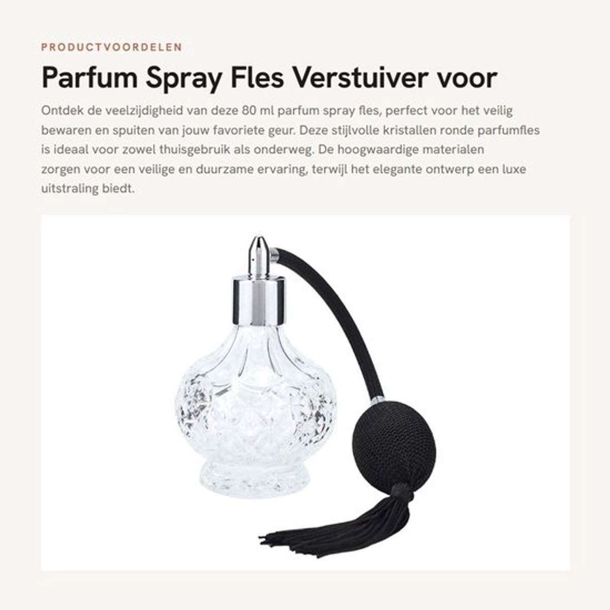 Parfumflesje 80 ml - Navulbaar - Leeg - Verstuiver - Sproeikop van Zinklegering - Hoogwaardige Materialen - Parfumverstuiver