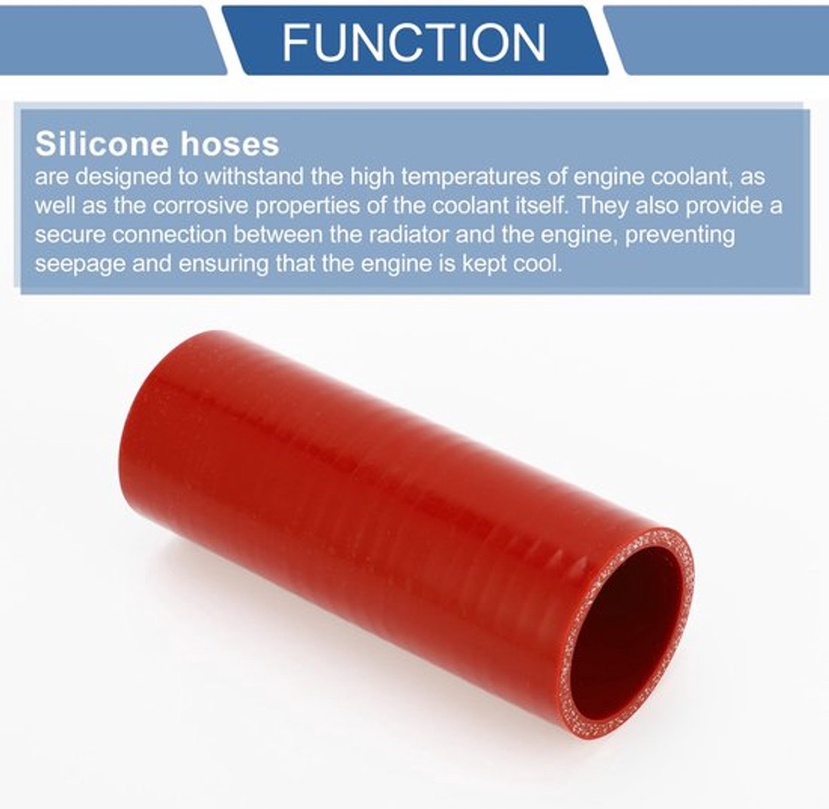 Koelvloeistofslang 150 mm - Siliconenmateriaal - Hoge temperatuurweerstand - Binnendiameter 48 mm - Rood - Meerlaags geweven stof - Siliconenslang