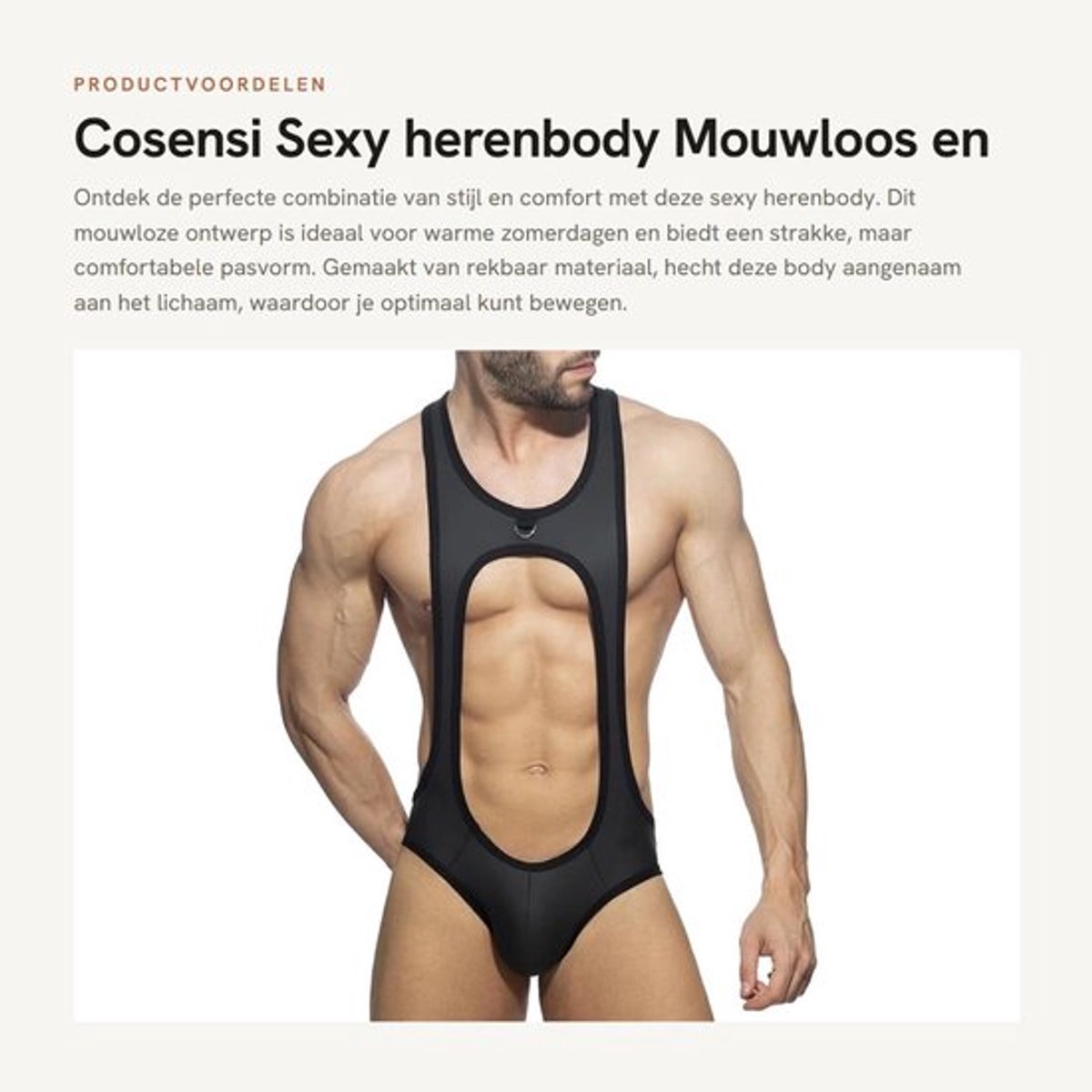 Stringbody Mouwloos - Herenbody van Rekbaar Materiaal - Sexy Ondergoed - Casual Slip - Comfortabel Ontwerp - Ideaal voor Zomerdagen - Body