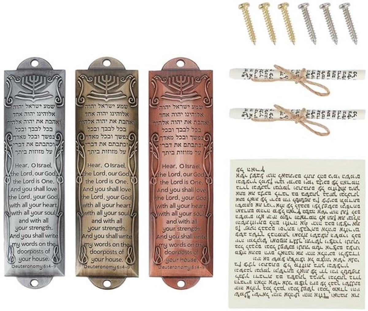 Mezuzah Metalen Plaatjes Set van 3 voor Bescherming en Geloof
