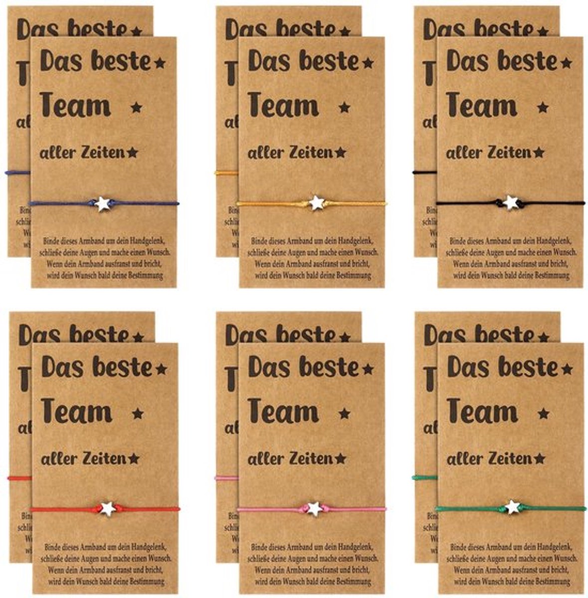 Afscheidskaarten Bedankje voor Collega's - Teamwerk Wenskaarten - Blanco Kaartjes - Armbanden - 6 Kleuren - Hoogwaardige Kwaliteit - Bedankkaarten