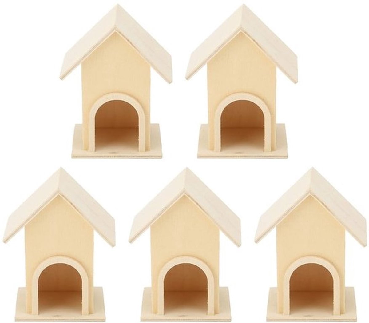 Vogelhuisje Houten 5 Stuks - DIY Vogelhuisje - Tuin Decoratie - Vogelhuis voor Kleine Vogels - Weerbestendig - Veilig Materiaal