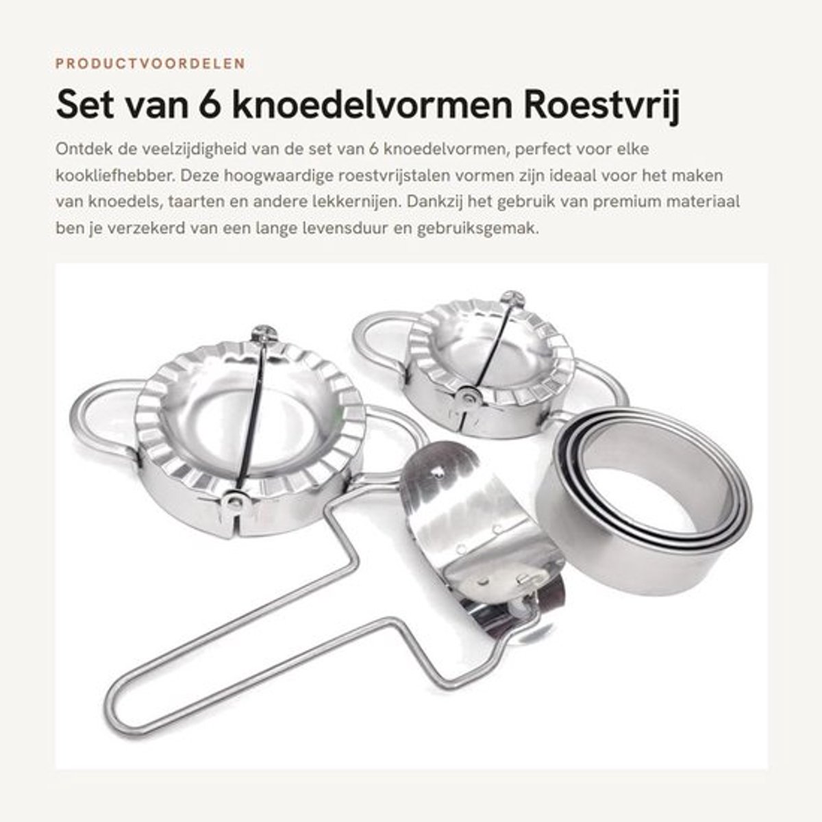Knoedelvorm Set van 6 - Roestvrij Staal - Keukenaccessoires - Taartvorm/Gebakgereedschap - Hoogwaardige Materiaal - Corrosiebestendig - Deegsnijder
