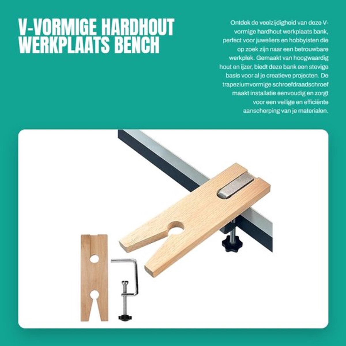Juweliersbank V-vormig - Hoogwaardig Hout/IJzer - Duurzaam - Professioneel Gereedschap - Mobiel - Eenvoudige Montage - Werkbank
