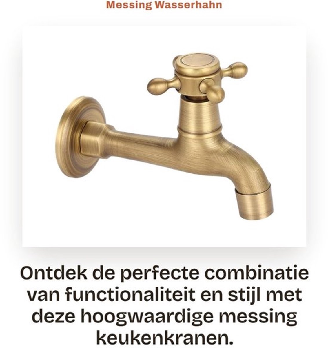 Wasserhahn Antiek - Messing Keukenkraan - Duurzaam en Roestbestendig - Wandmontage - Hoogw