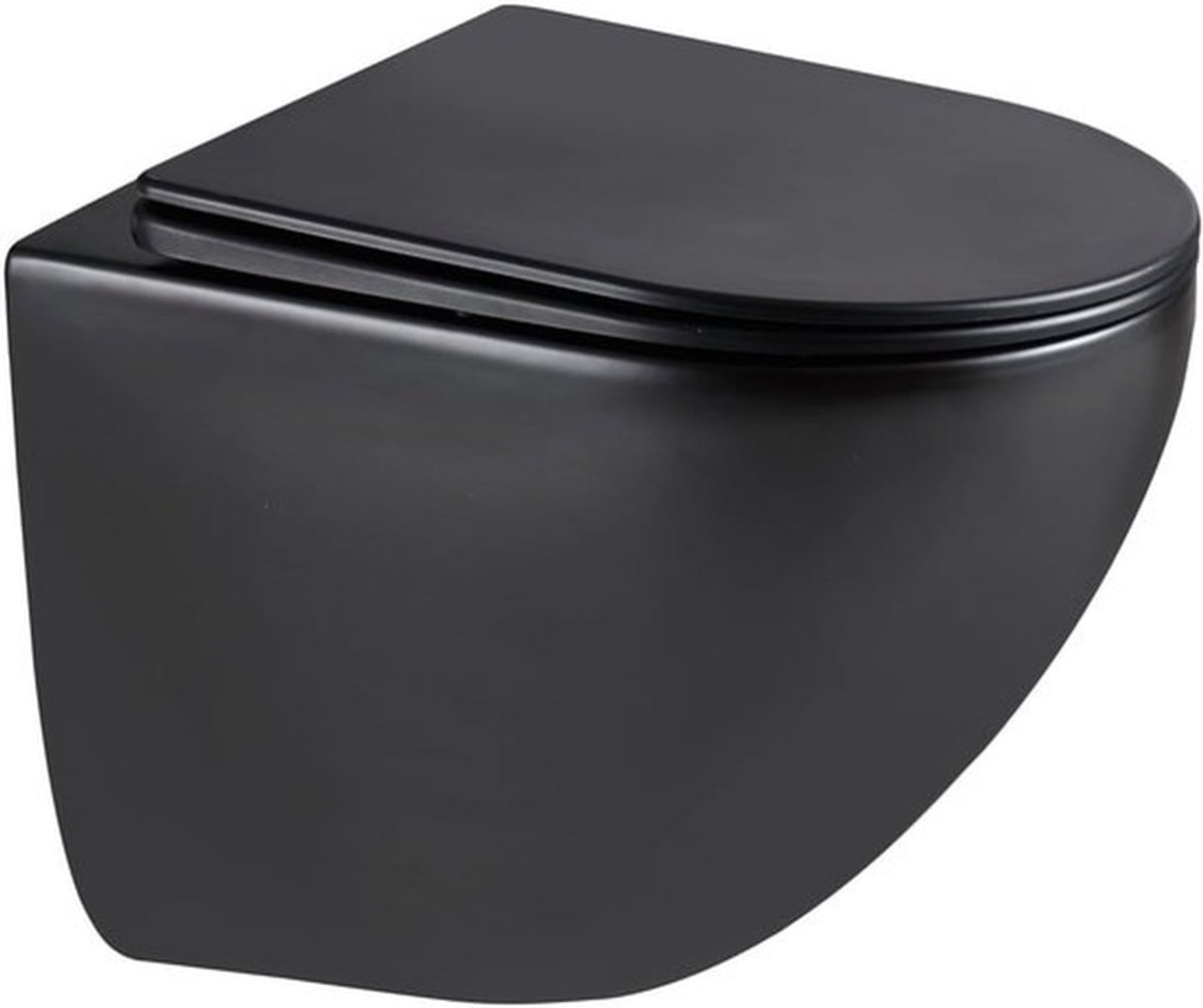 Wandtoilet met soft-close toiletbril - Spoelrandloos - Krachtig Tornado spoelsysteem - Compact design - Hoogwaardig keramiek - Onderste deel volledig afgedicht - Toilet