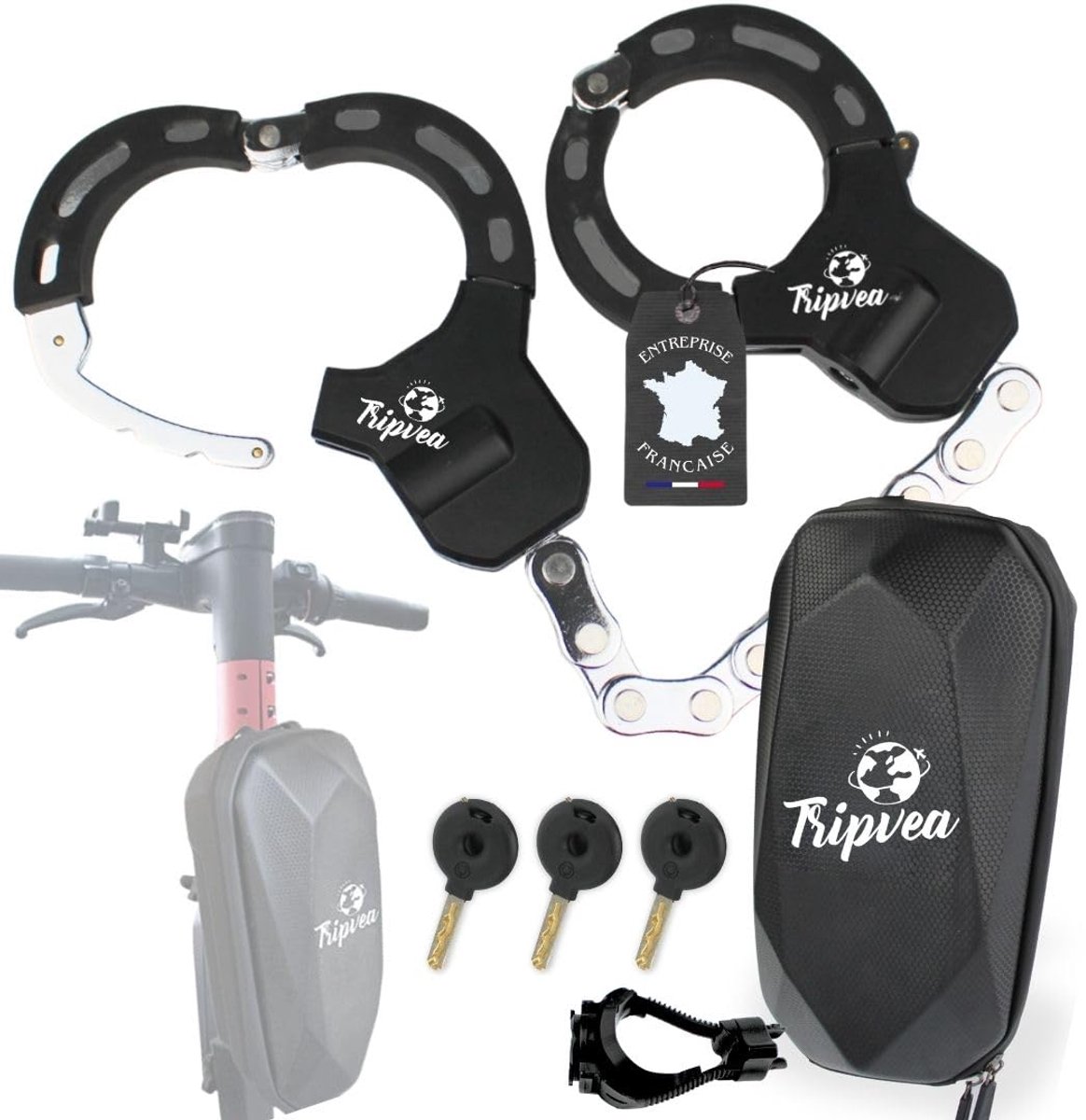 SnelShoppen - Hangslot voor Elektrische Step, Fiets, Kinderwagen - Robuust Hangslot met 10 Schakels, 56 cm Lengte, 8 mm Dikte, Inclusief Opbergtas en