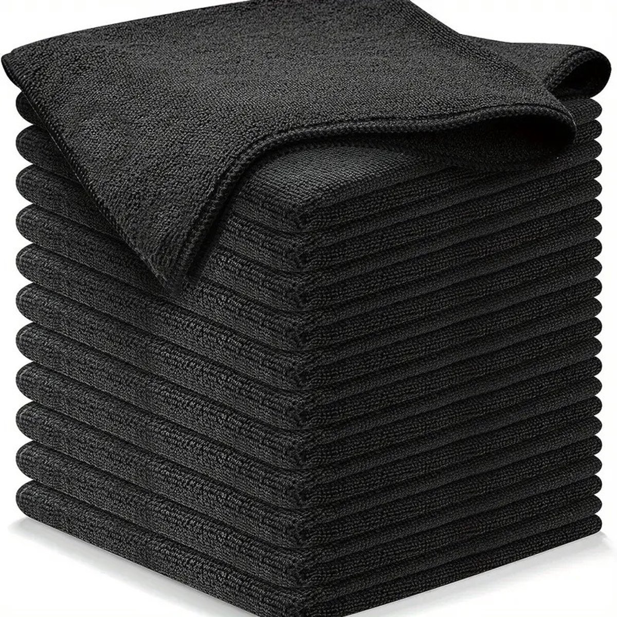 Set van 12 microvezelreinigingsdoeken – Schoonmaakdoeken – Vaatdoeken – Geschikt voor huis, keuken en ramen – 25 x 25 cm – Zwart