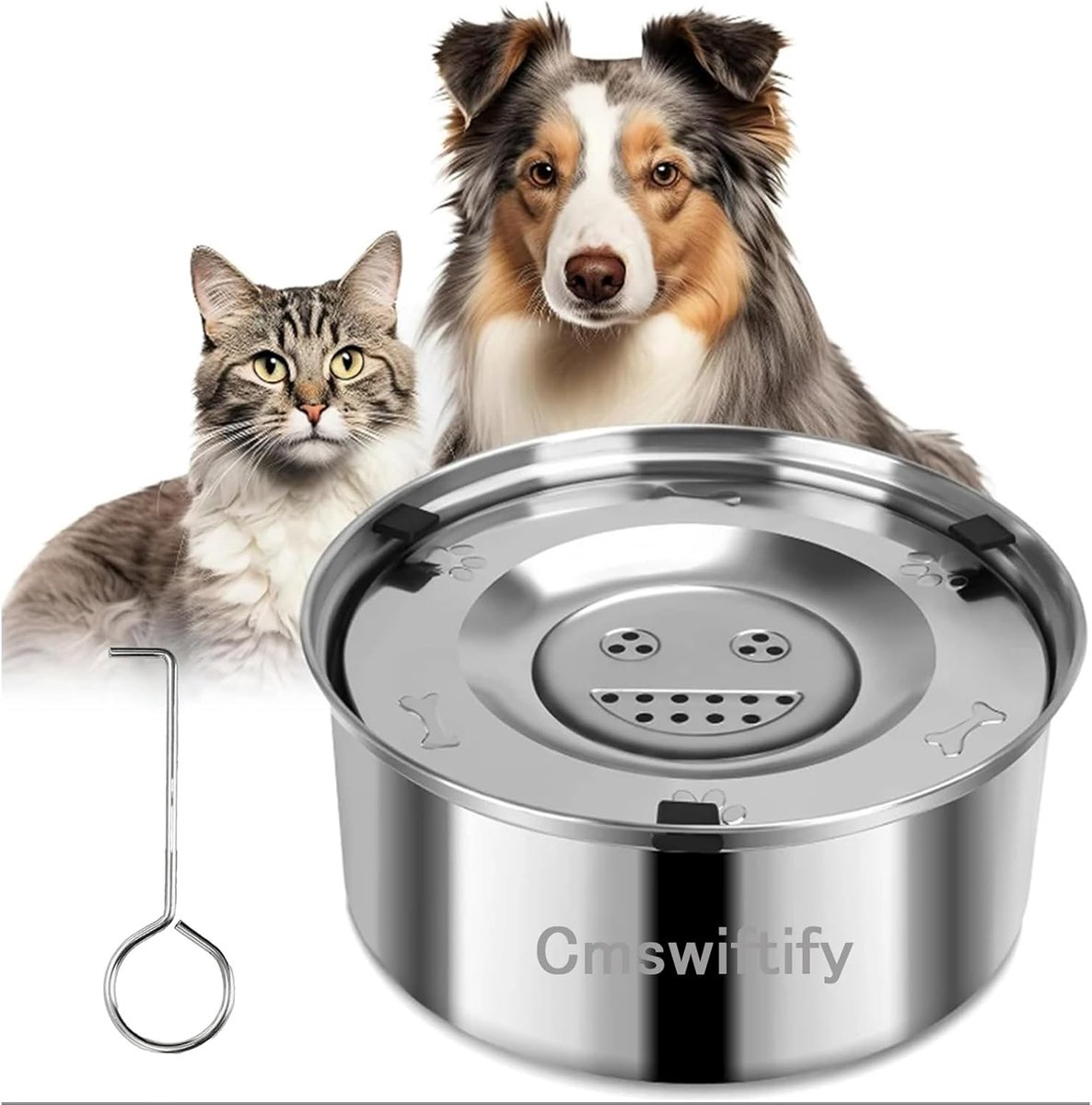 SnelShoppen - 3L Roestvrij Stalen Anti-Slobber Waterbak voor Honden - Morsvrije Drinkbak voor Reizen, Slow Feeder voor Middelgrote & Mopshonden