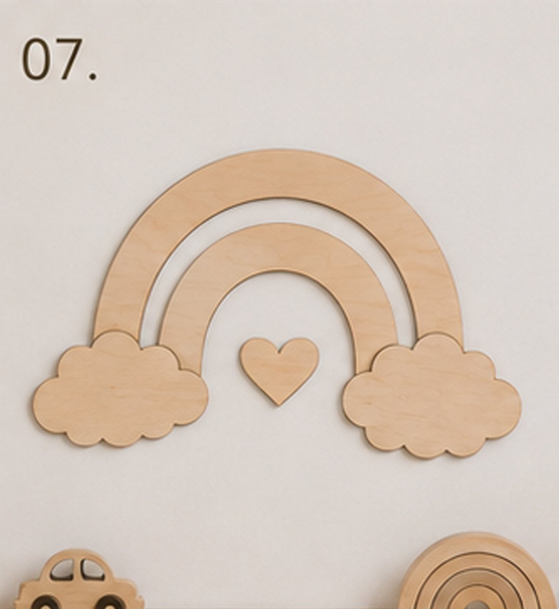 Model 07 – Houten Regenboog met Hart | Boho Nursery Decoratie/babykameraccessories/ babykamer/kinderkamer/ babykamer