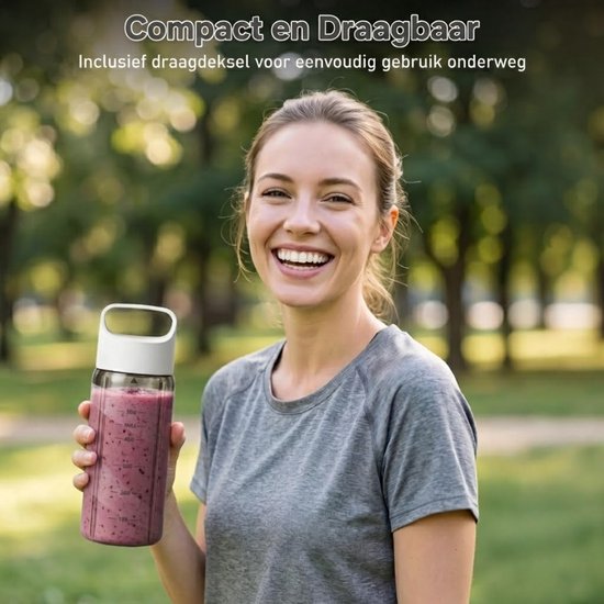 JCP® Blender To Go - Draagbare Elektrische Blender - Sapbereider voor Shakes en Smoothies - Wit - 23cm x 8cm x 8cm van Jcp — afbeelding 4