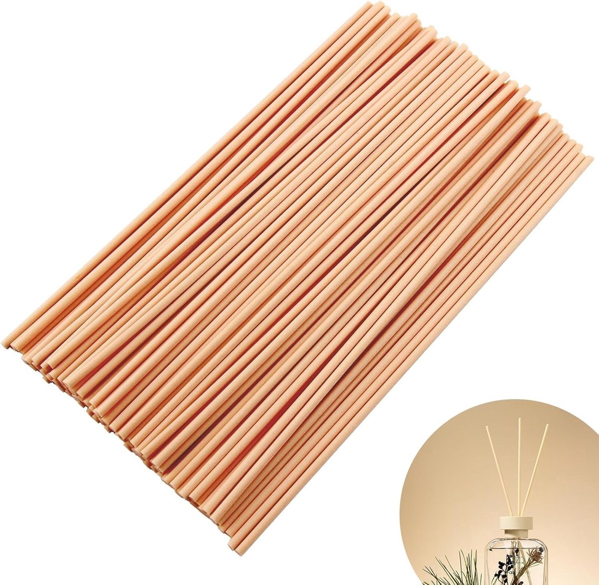 Set van 100 Rietdiffuser Sticks - Houten Riet en Wicker Sticks voor Geurverspreiders, Aromatherapie en Ontspanning (20cm)