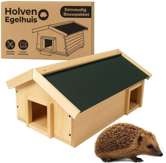 Egelhuis - Egel villa - Egelhuis hout - 45x 33 x 23 cm