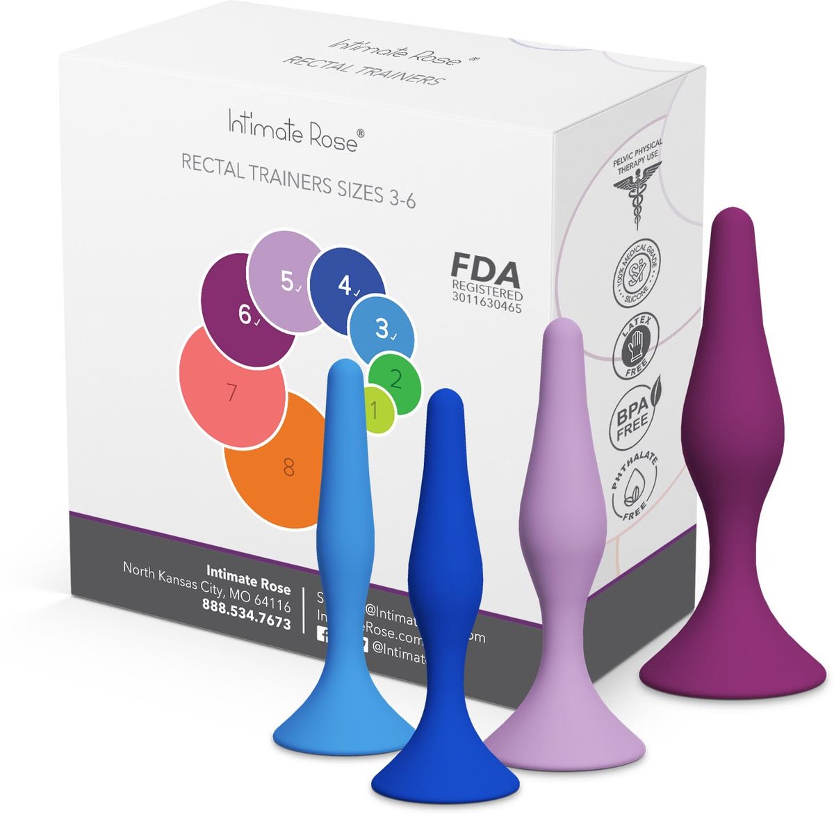 SnelShoppen - Rectale Dilator Set voor Vrouwen & Mannen - Bekkenbodemtherapie Hulpmiddel - Medisch Siliconen - 4-Pack Maten 3–6 - Ergonomisch & Veilig