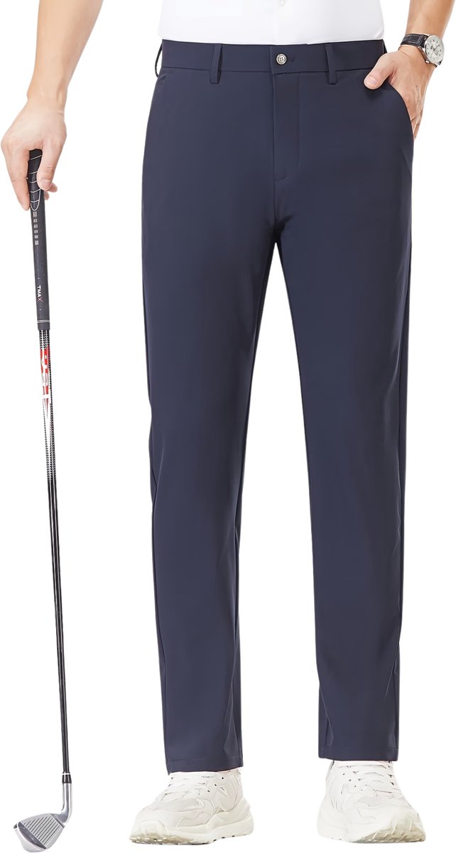 Currero Pantalon Heren Chino Regular Fit Golfbroek Nette Broek Met Elastische Tailleband Volwassenen 4XL Blauw