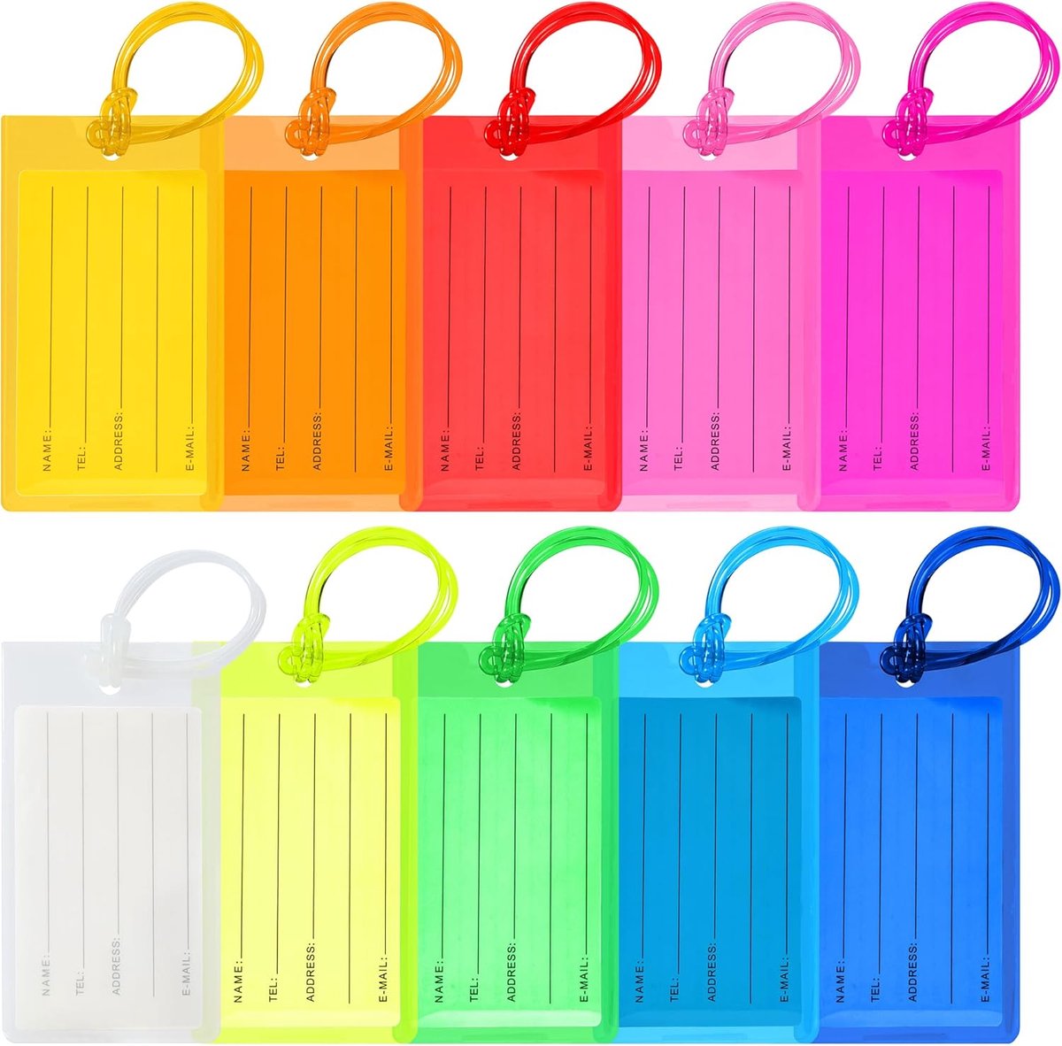 10 Stuks Bagagekaartjes voor Koffers - 6.5x11 cm - Essentieel voor Vliegreizen en Vakantie - Ook Geschikt voor Kantoor en Thuis - Praktisch Reiscadeau