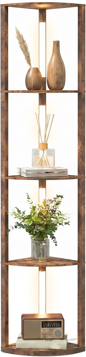 HOMCOM Floor Lamp-MDF-41L x 29,5B x 163,5H cm-Rustikal-Braun
