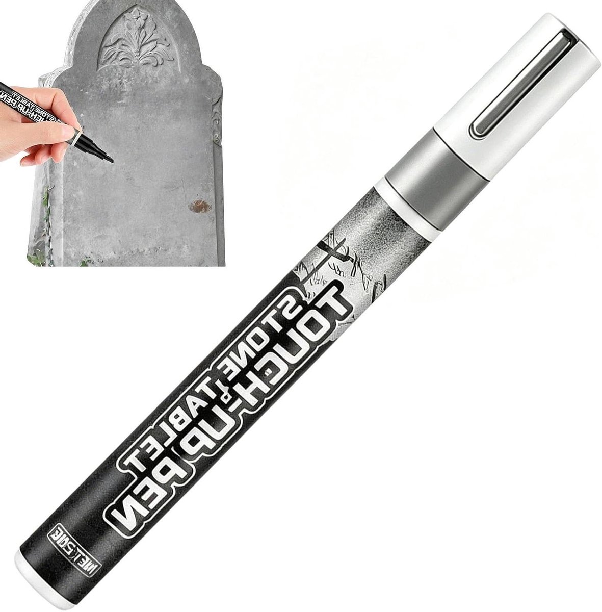 Belettering Stift - Steen Marker - Grafsteen Onderhoud - Waterdichte Inkt - 0.8 mm Punt - Zilver