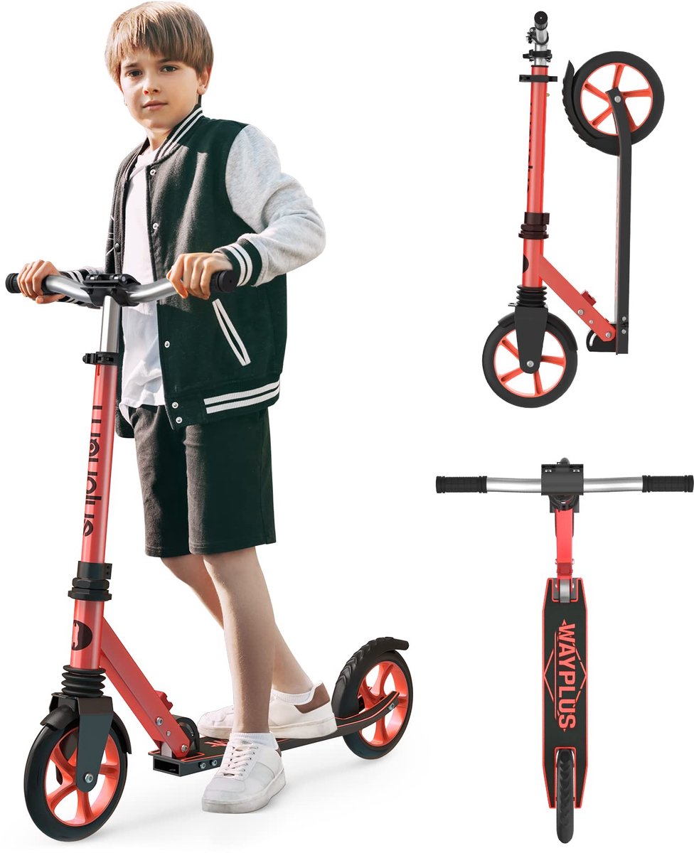 WAYPLUS Opvouwbare Scooter vanaf 6 jaar, tot 109 kg, 20 cm wielen, 4x verstelbaar, ABEC9