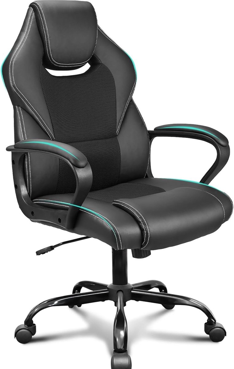 SnelShoppen - Ergonomische Bureaustoel Racing Stijl - Draaibare Gaming Computerstoel met Lumbale Ondersteuning - Hoge Rug - PU Leer - Verstelbare Hoog