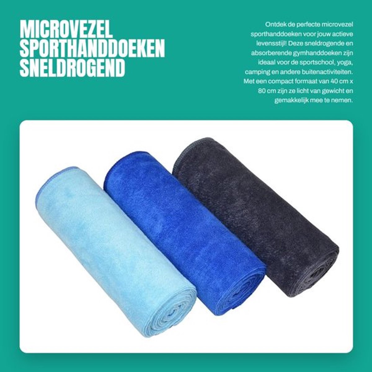 Sporthanddoek Sneldrogend - Microvezel - 3 Stuks - Lichtgewicht - Absorberend - Machinewasbaar op 40 °C - Gymdoek