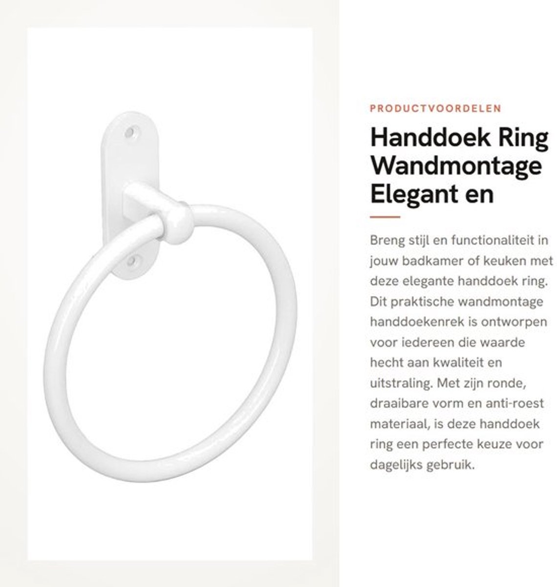 Handdoekring Antiroest - Wandmontage - Badkamerhanddoekhouder - Aluminiumlegering - 9,5 x 16,3 cm - Effectieve Opslag - Handdoekhouder
