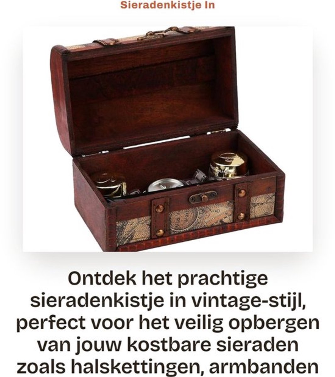 Sieradenkistje Vintage-Stijl - Opbergdoos Hout - Voor Halskettingen/Ringen/Armbanden - Decoratie Thuis - 1 Stuk - Hoogwaardige Kwaliteit