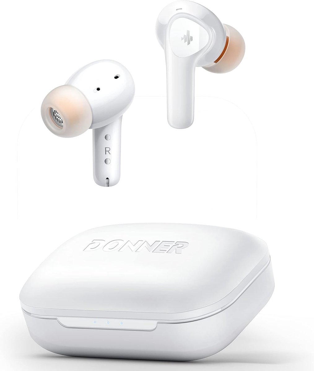 SnelShoppen - Draadloze Oordopjes met Ruisonderdrukking, Bluetooth 5.2, 4 Microfoons, 12 mm Stuurprogramma's, 32 Uur Speeltijd, Snel Opladen, Transpar