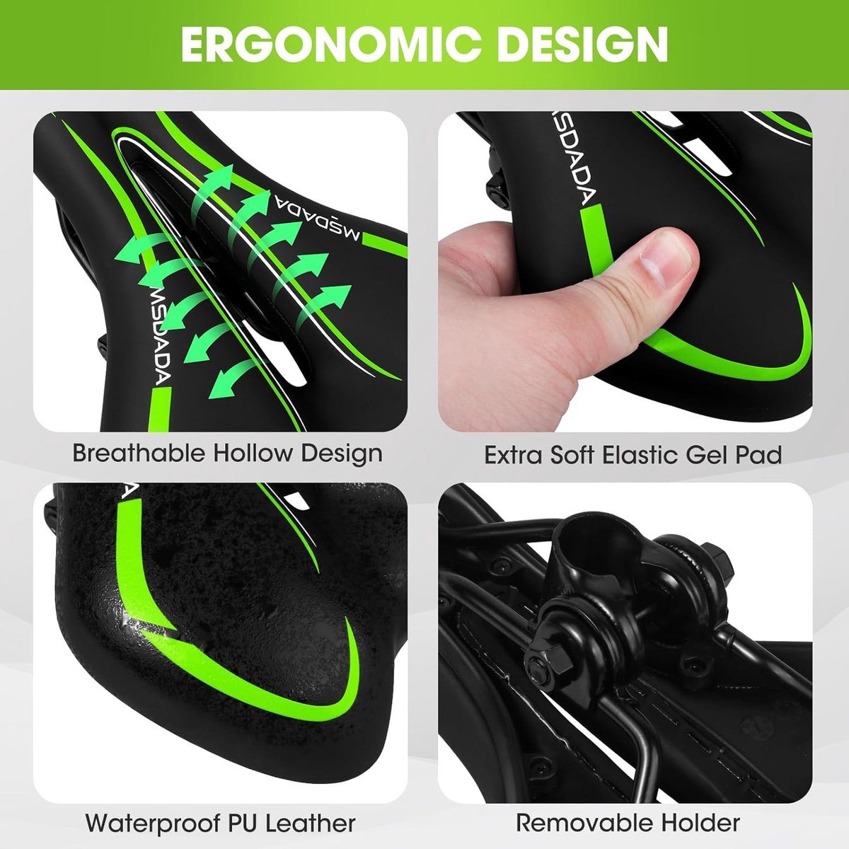 SnelShoppen - Ergonomisch Fietszadel voor Heren en Dames, Comfortabel Gel MTB Zadel met Waterdichte Afdekking voor BMX, Racefiets, Mountainbike en Dir