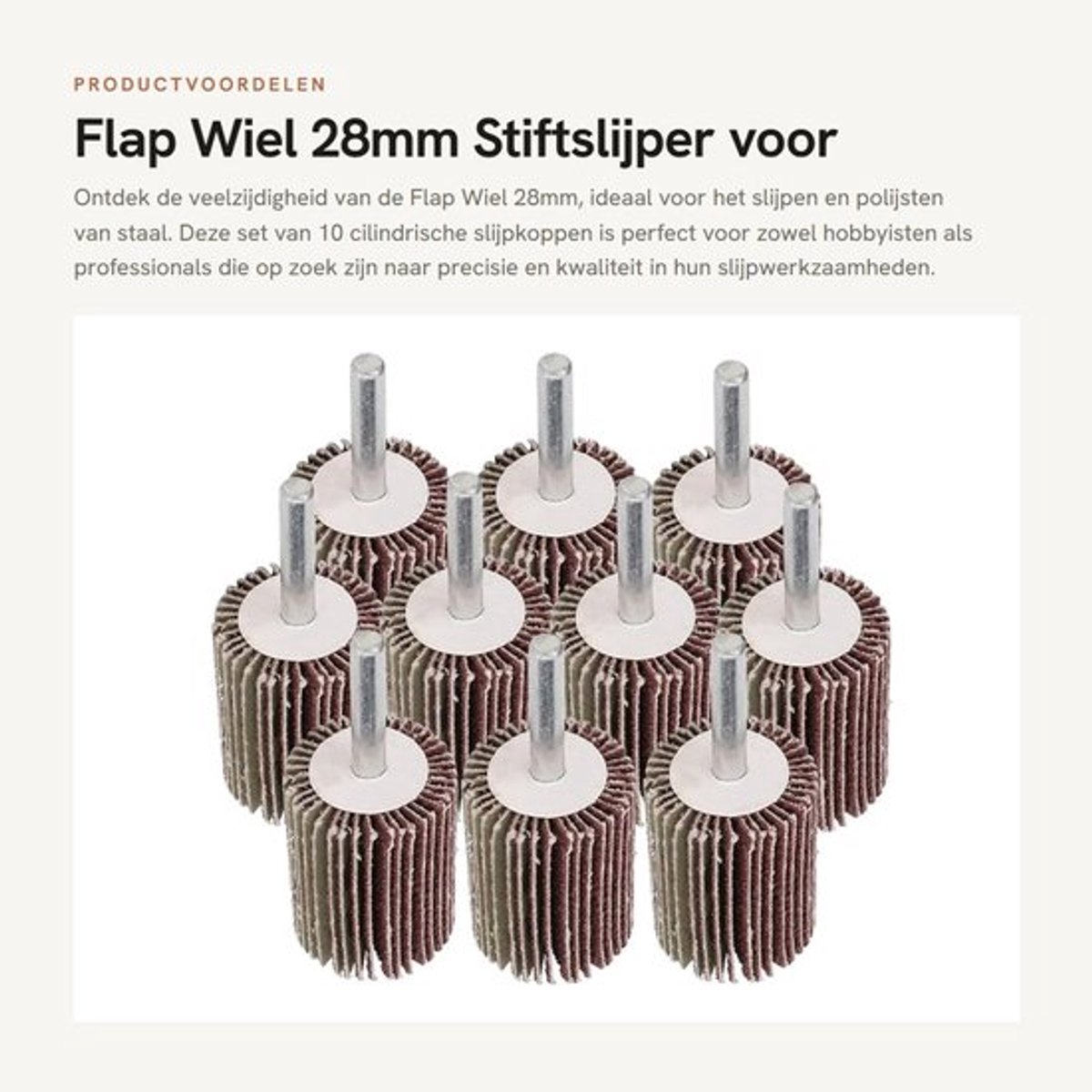 Flap Wiel 28mm - Polijstschijf 10st - Cilindrische Slijpkop - Schuurdoek - Hoge Slijpefficiëntie - Buitendiameter 30mm