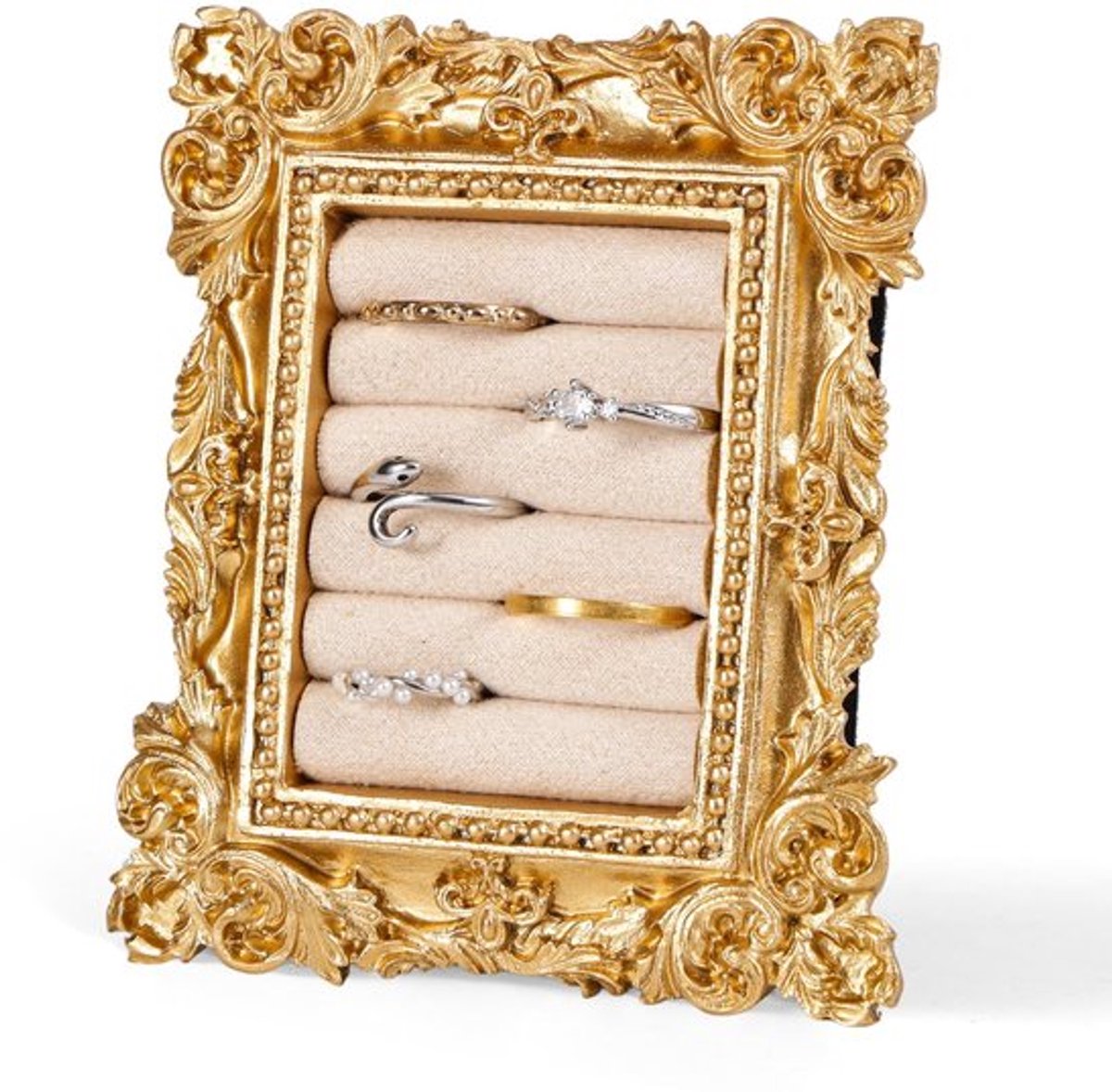 Ringhouder Vintage - Sieradenhouder - Ringstandaard - Sieradenorganizer - 10x8.5cm - Gemaakt van hars en fluweel - Sieradenstandaard