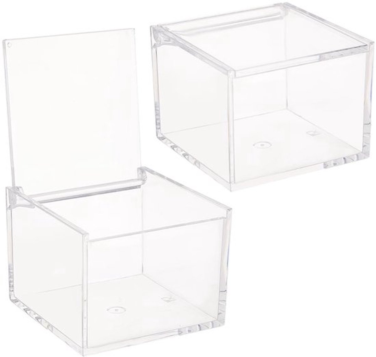 Opbergdozen 2 Stuks - Acryl Doos met Deksel - 7,9x7,9x6cm - Sieraden/ kantoorbenodigdheden - Creatieve opslag - Ambachtelijke ervaring - Displaybox