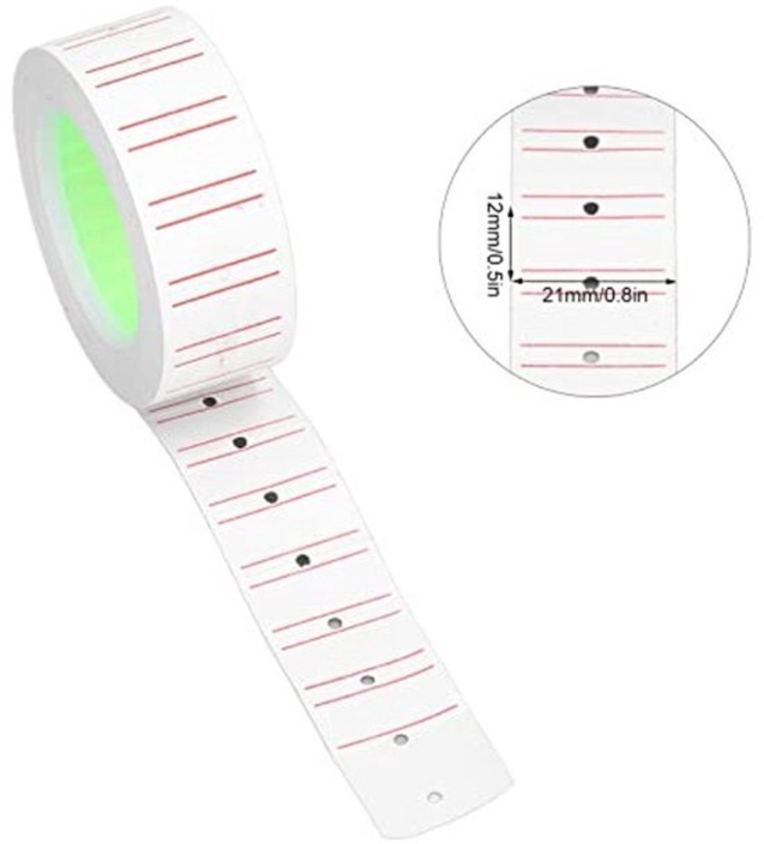 Etikettenpapier 30 Rollen - Prijsstickers - Papier - 15000 Stuks - 21x12mm - Hoogwaardige Kwaliteit
