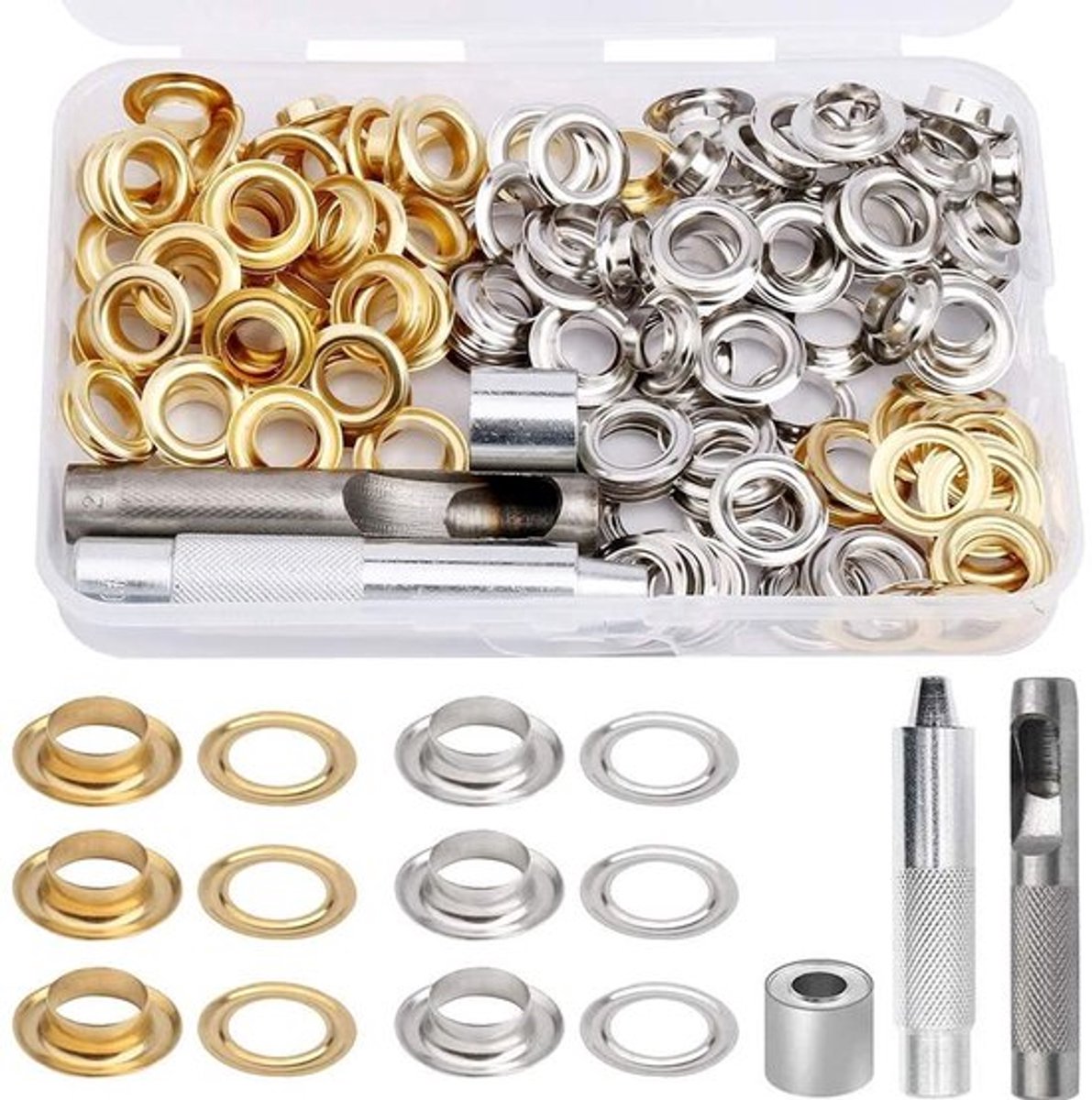 Ogen Set 103 Stuks - Oogjes - Gereedschap - Opslagdoos - Koper - Corrosiebestendig - Handzaam - Ogenringen