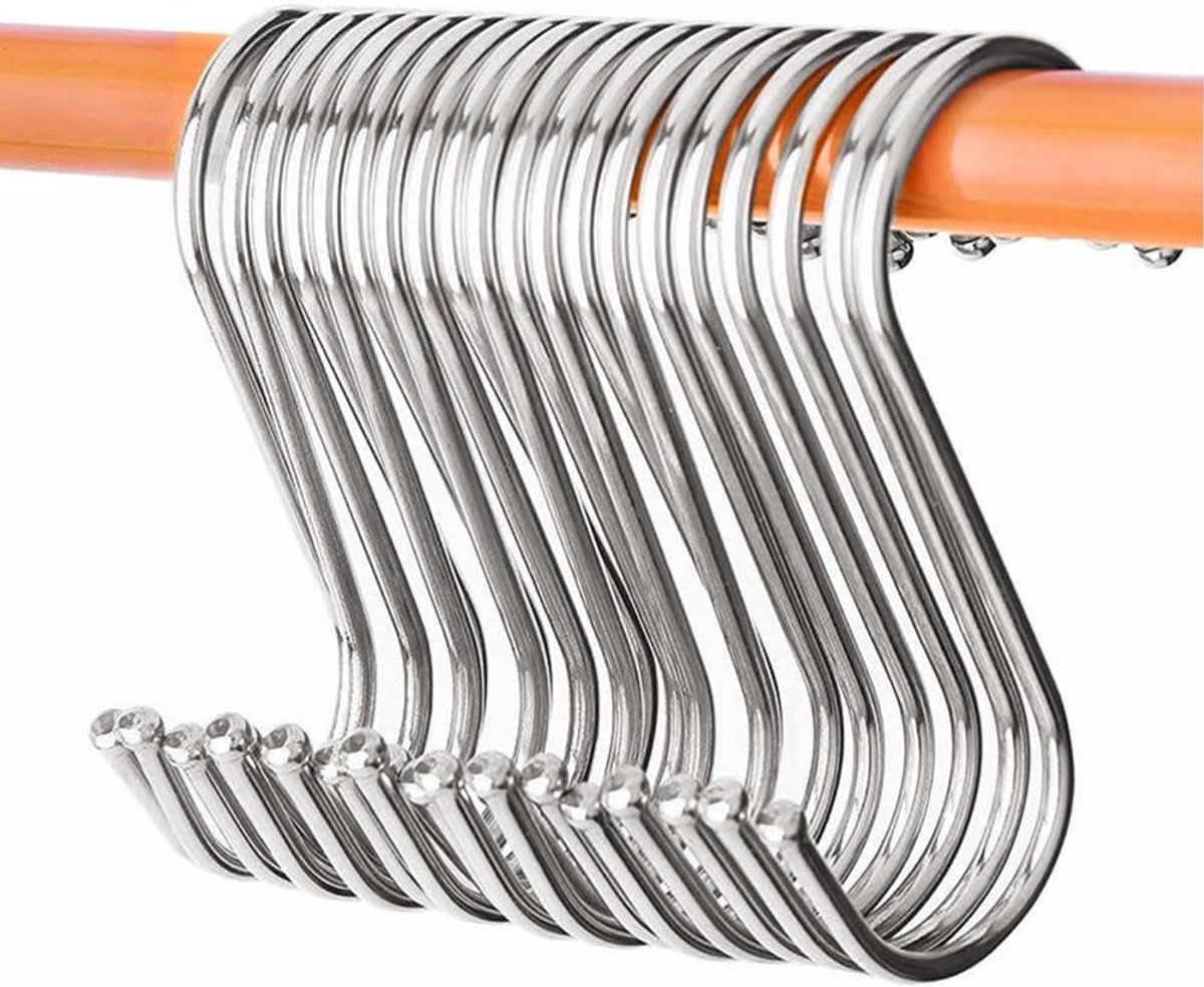 DONJIM Set van 30 S-haken om op te hangen, roestvrijstalen S-vormige metalen haken, meervoudig gebruikte S-ophanghaken - ShopVlot