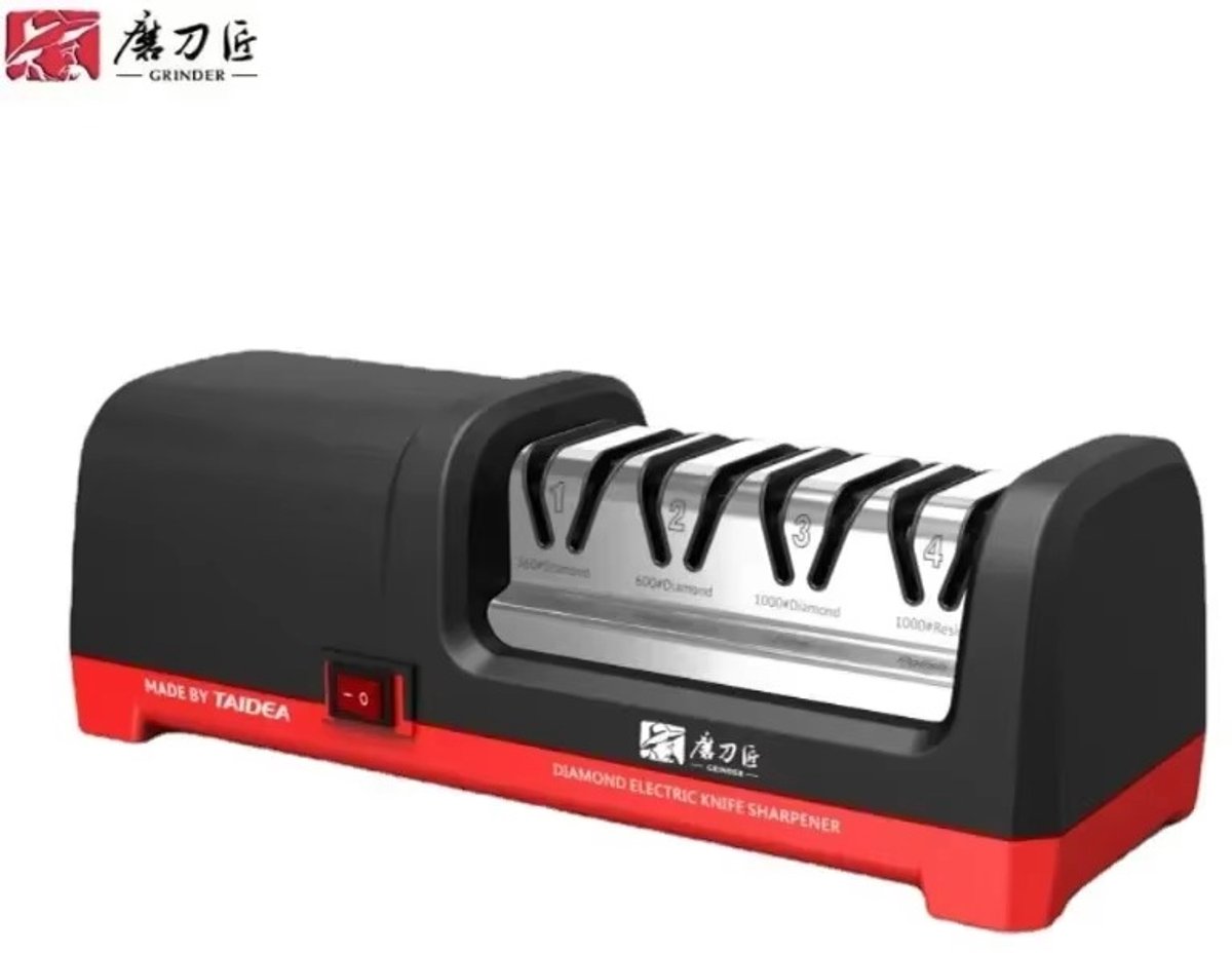 Mura Messenslijper Elektrisch - Aanzetstaal - Knife Sharpener - Slijpsteen - 4-Staps Slijpsysteem - 4 Uur Batterij Leven