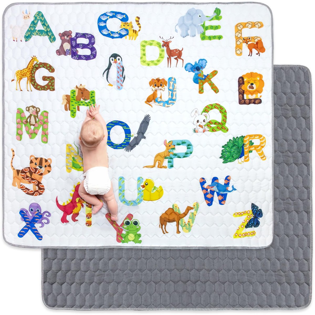 SnelShoppen - Funsland Baby Speelmat - Opvouwbare Kids Speelmat - Katoenen Baby Kruipmat 127x127cm - Zachte Anti-Slip Activiteitenmat voor Peuters 1 2
