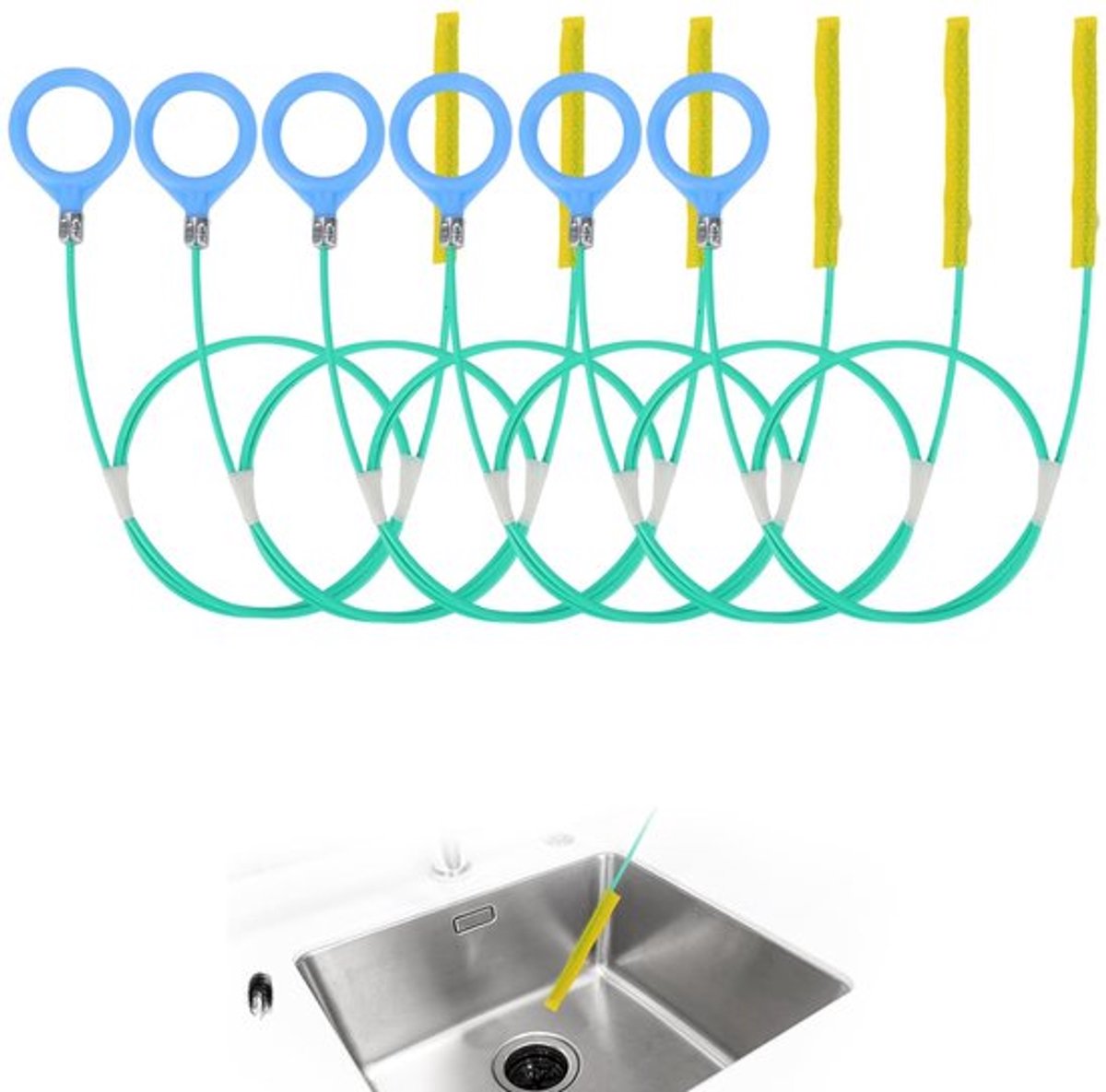 Afvoerontstopper 6 Stuks - Flexibele Afvoerreiniger - Multicolor - POM/Nylon - Voor Sinks/Toiletten/Bathtubs - Verwijdert Haarblokkades