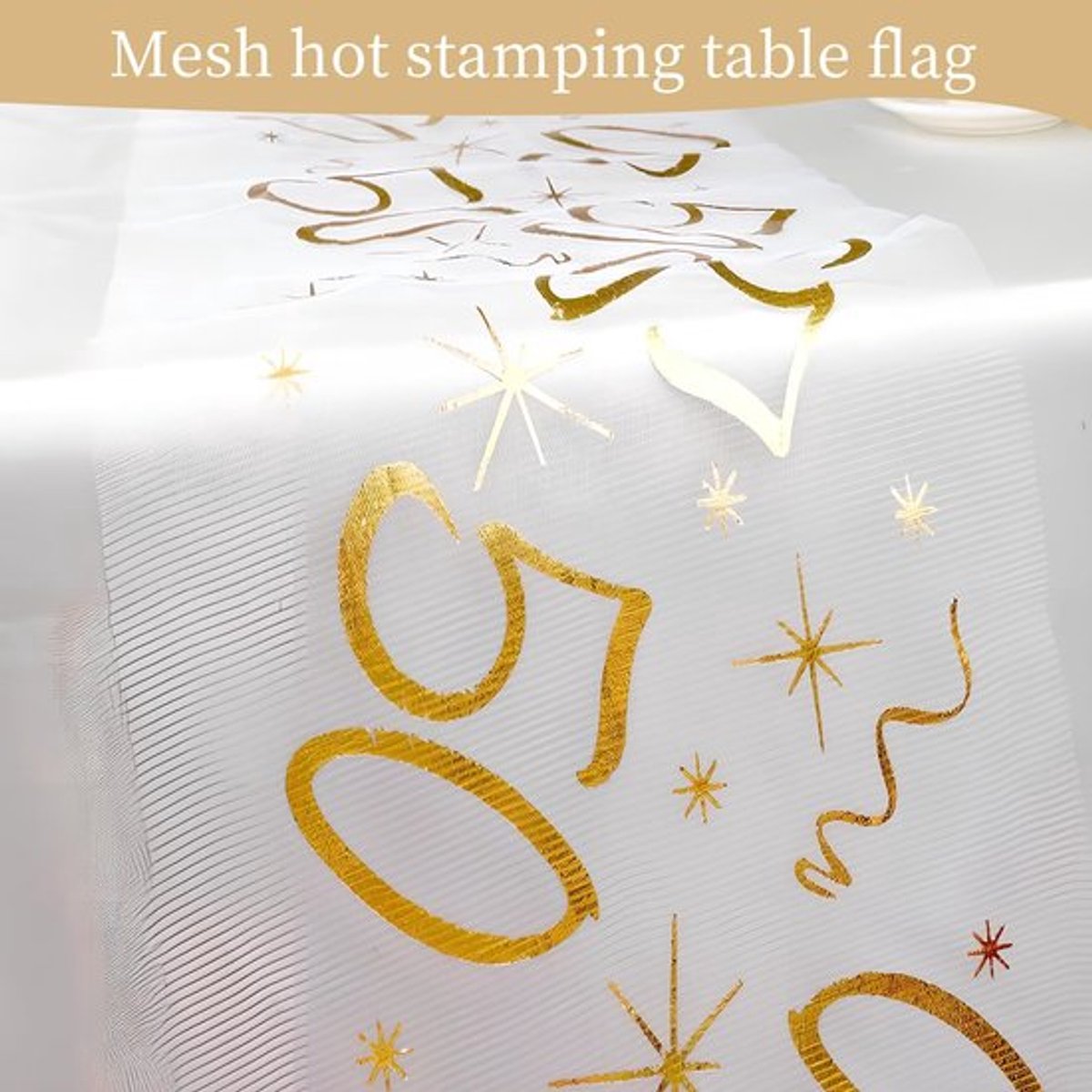 Tafelloper Goudkleurig - 28 cm x 10 m - Polyester - Verjaardag - Tafeldecoratie - Mesh Ontwerp met Golflijnen - Tafelkleed