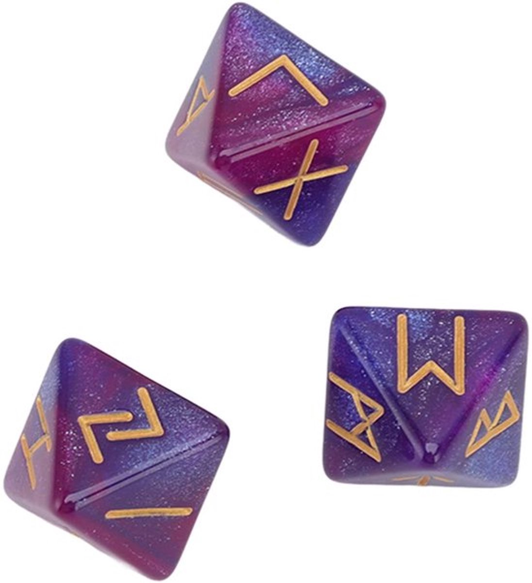 Dobbelstenen Set 3 Stuks - 8-Zijdige Runendobbelstenen - Polyhedrale Dobbelstenen - Duurzaam Acryl - Levendige Kleuren - Waarzeggerij
