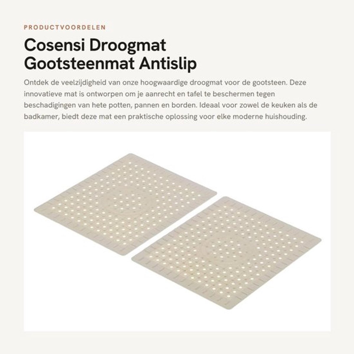 Droogmat Antislip - Keukenspoelbakmat - Multifunctioneel Gootsteenrooster - Voedselveilig Rubber - Duurzaam en Gemakkelijk Schoon te Maken - Gootsteenmat
