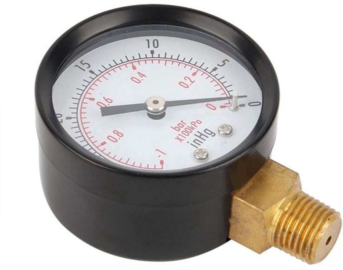 Vacuummanometer 2" - Drukmeter - Onderste Beugel - Geschikt voor Lucht/Water/Olie/Gas - 1/4" NPT - Precisie Meting
