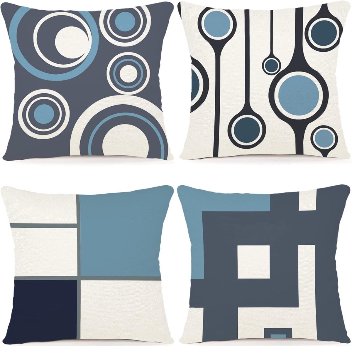 SnelShoppen - Set van 4 Modern Decoratieve Kussenhoezen voor Sofa en Bed - Zachte Linnenmix, Met Onzichtbare Rits, Perfect voor Woonkamer, Slaapkamer