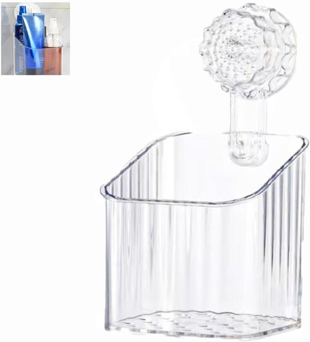 SnelShoppen - Doucheplank Zonder Boren, Transparante Zuignap Plank, Waterdichte Douche Rek met Sterke Zuignappen, Badkamer Opbergmand voor Badkamer en